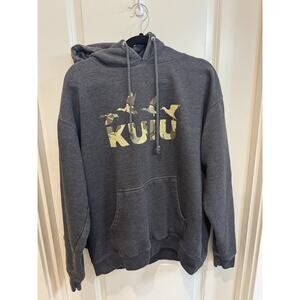 KUIU Hoodie Mens Gray Camo Logo Pullover Hunting Sweatshirt Outdoor Size large